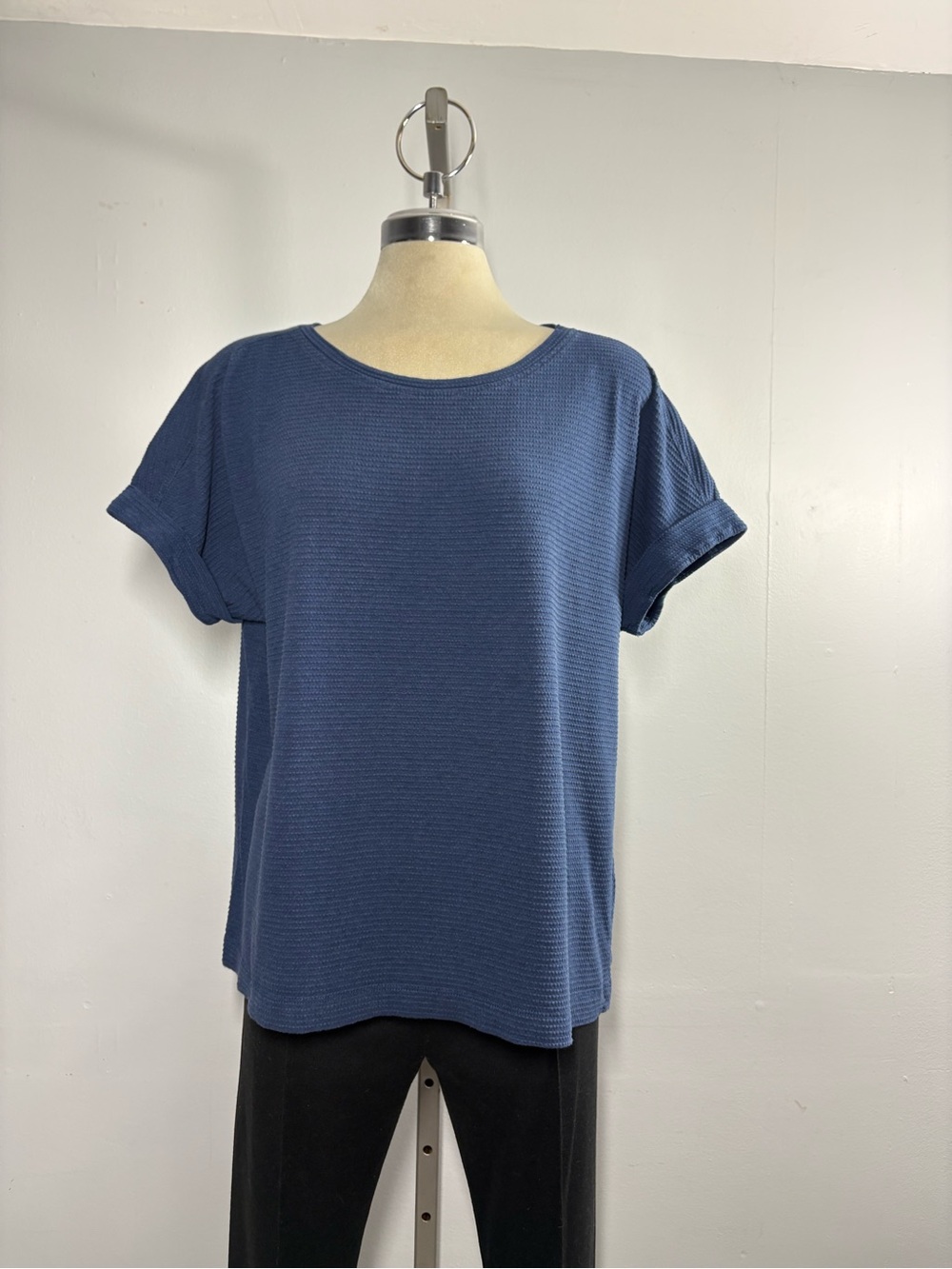 Mario Serrani Slate Blue Short Sleeve Ribbed Tee